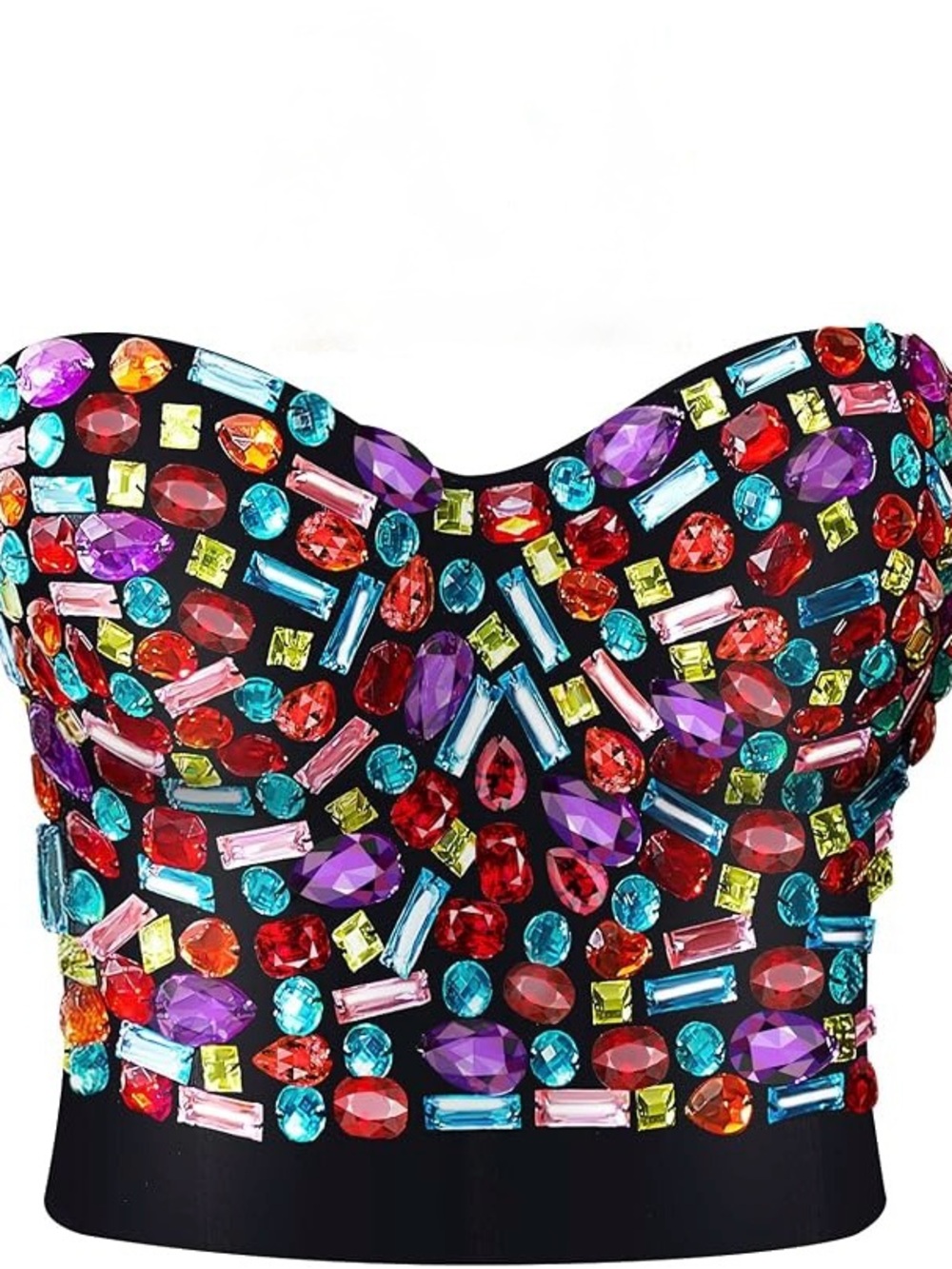 Bejeweled multicolor jewel Crop Top Bustier 30-34 band B/C cup straps/ strapless